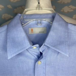 Missoni Men’s long sleeve dress‎ shirt light blue 15.5” neck and 39” sleeve